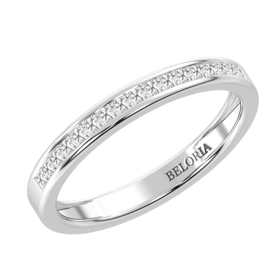 Demi Alliance diamants serti rail en or blanc