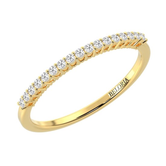 Demi-alliance diamants serti griffes en or jaune