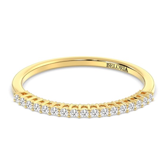 Demi-alliance diamants serti griffes en or jaune