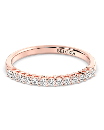 Demi-alliance diamants serti griffes en or rose