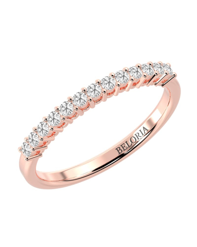 Demi-alliance diamants serti griffes en or rose