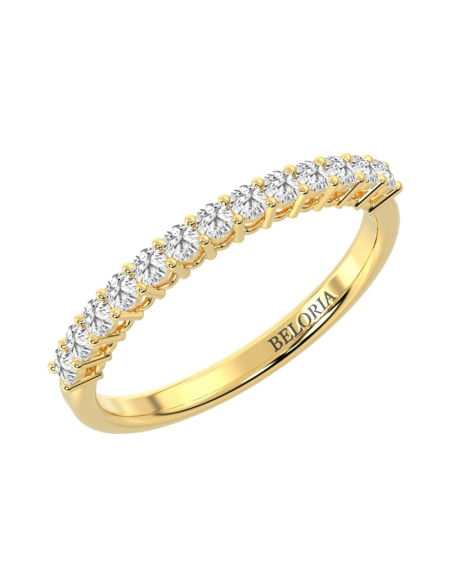 Demi-alliance diamants serti griffes en or blanc 2