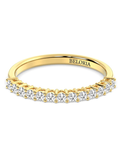 Demi-alliance diamants serti griffes en or jaune