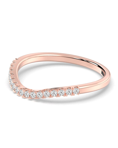 Demi-alliance incurvée diamants serti griffes en or rose
