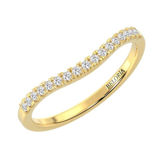 Demi-alliance incurvée diamants serti griffes en or jaune