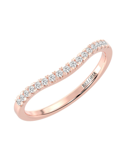 Demi-alliance incurvée diamants serti griffes en or jaune 2