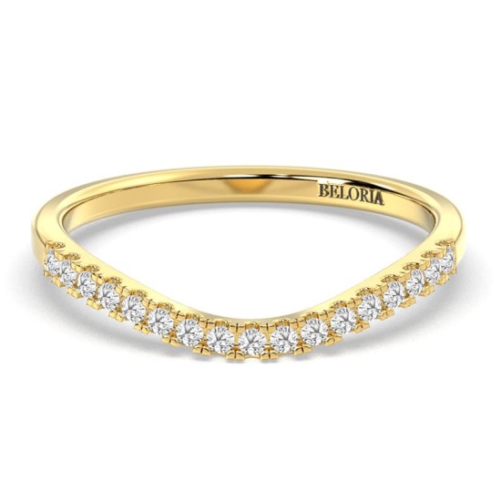 Demi-alliance incurvée diamants serti griffes en or jaune