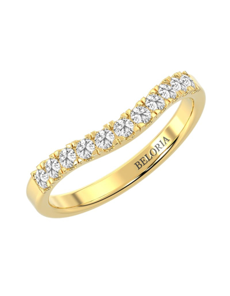 Demi-alliance incurvée diamants serti griffes en or jaune 2