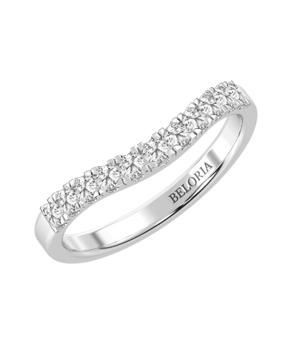 Demi-alliance incurvée diamants serti griffes en or blanc