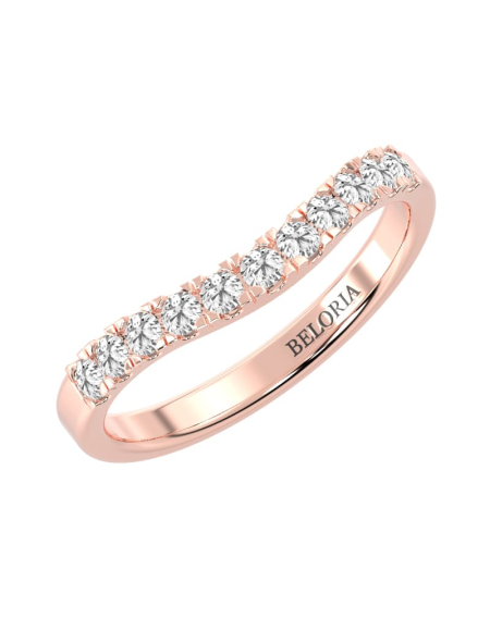 Demi-alliance incurvée diamants serti griffes en or jaune 2