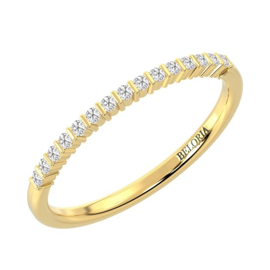Demi-alliance diamants serti barrette en or jaune