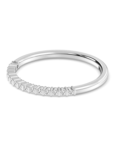 Demi-alliance diamants serti barrette en or blanc