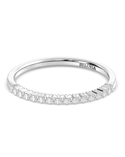 Demi-alliance diamants serti barrette en or blanc