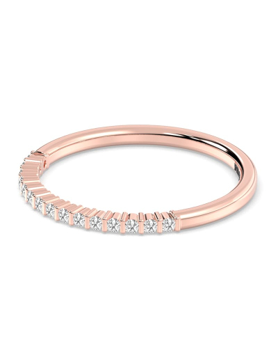 Demi-alliance diamants serti barrette en or rose