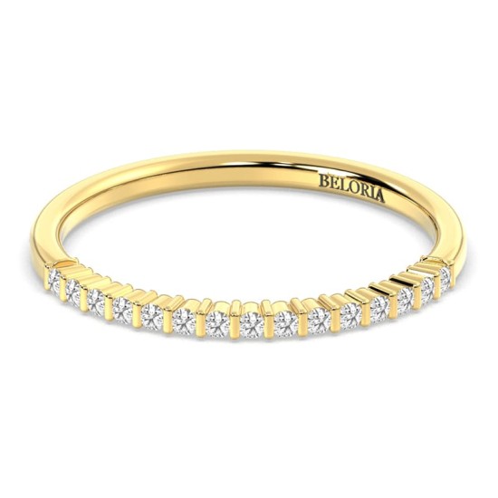 Demi-alliance diamants serti barrette en or jaune