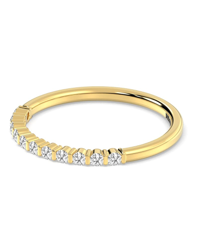 Demi-alliance diamants serti barrette en or jaune