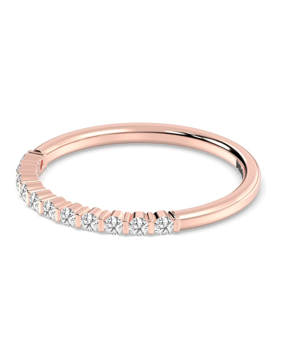 Demi-alliance diamants serti barrette en or rose