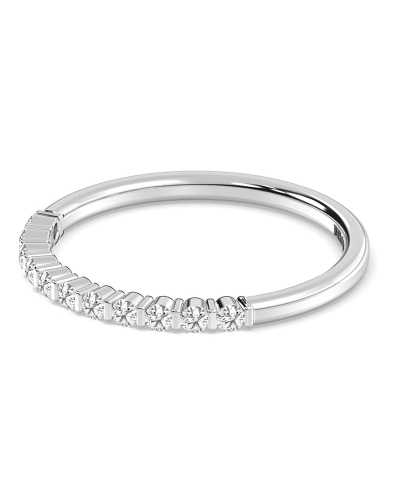Demi-alliance diamants serti barrette en or blanc