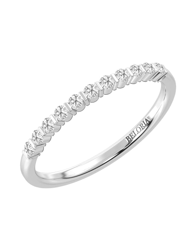 Demi-alliance diamants serti barrette en or blanc