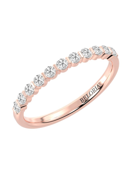 Demi-alliance diamants serti barrette en or jaune 2