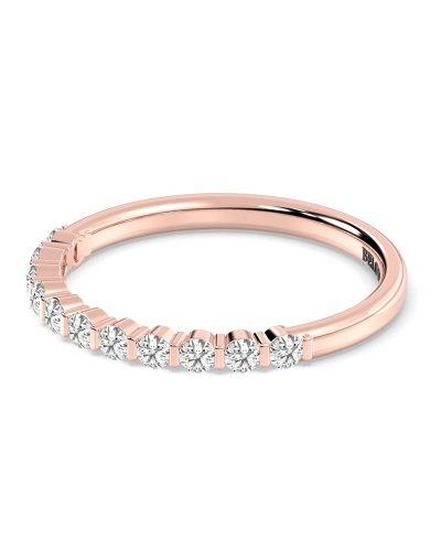 Demi-alliance diamants serti barrette en or rose