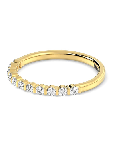 Demi-alliance diamants serti barrette en or jaune