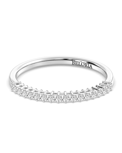 Demi-alliance diamants princesse serti griffes en or blanc