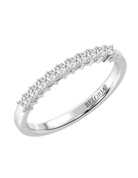 Demi-alliance diamants princesse serti griffes en or jaune 2