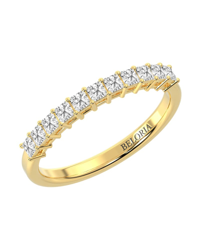 Demi-alliance diamants princesse serti griffes en or jaune