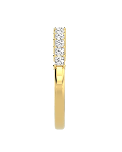 Demi-alliance diamants princesse serti griffes en or jaune