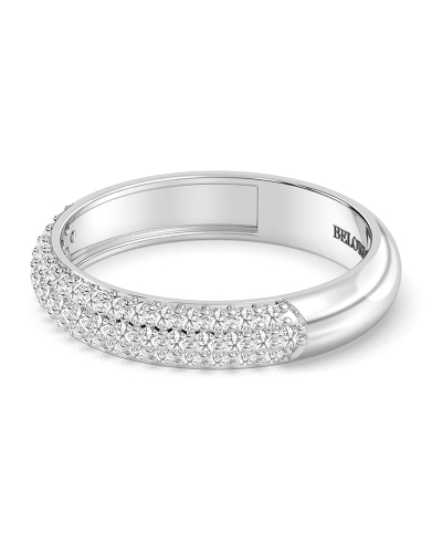 Demi-alliance diamants princesse serti griffes en or blanc