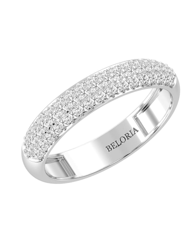 Demi-alliance diamants princesse serti griffes en or blanc