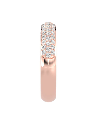 Demi-alliance diamants princesse serti griffes en or rose