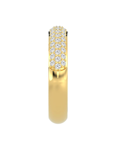 Demi-alliance diamants princesse serti griffes en or jaune