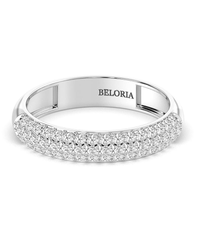 Demi-alliance diamants princesse serti griffes en or blanc