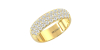 Demi-alliance diamants princesse serti griffes en or jaune
