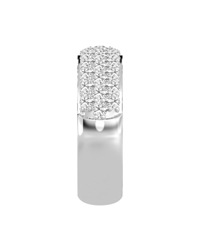 Demi-alliance diamants princesse serti griffes en or blanc