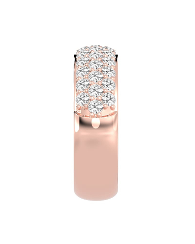 Demi-alliance diamants princesse serti griffes en or rose
