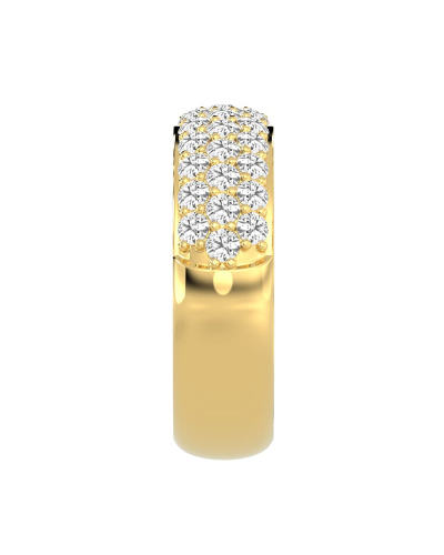 Demi-alliance diamants princesse serti griffes en or jaune