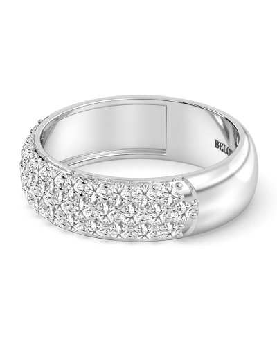 Demi-alliance diamants princesse serti griffes en or blanc