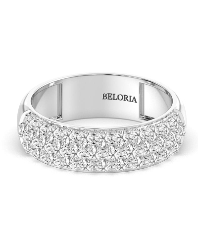 Demi-alliance diamants princesse serti griffes en or blanc