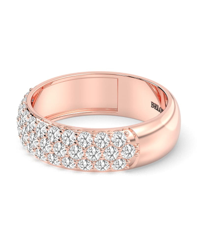 Demi-alliance diamants princesse serti griffes en or rose