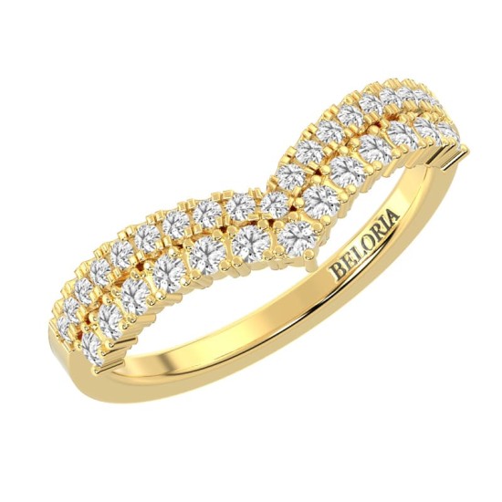 Double rangs alliance diamants or jaune
