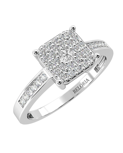 Bague femme solitaire diamant pavage en or blanc