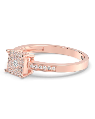 Bague femme solitaire diamant pavage en or rose