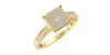 Bague femme solitaire diamant pavage en or jaune