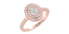 bague femme Solitaire Diamant Double Halo Oval en or rose