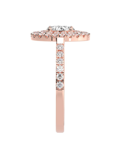 bague femme Solitaire Diamant Double Halo Oval en or rose