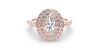 bague femme Solitaire Diamant Double Halo Oval en or rose