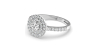Bague solitaire diamant double halo rond en or blanc